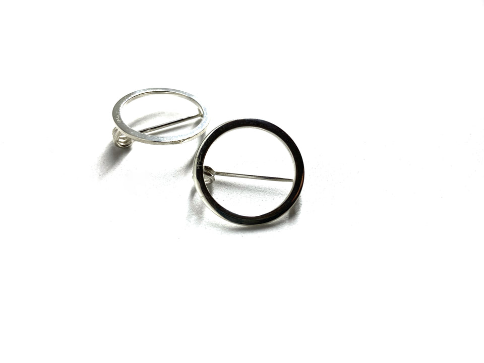 Silver Frame Round Brooch